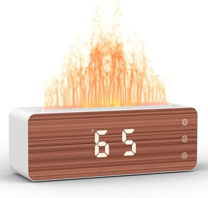 Flame Diffuser Humidifier, 700ml Large Fire Diffuser Humidifier for Desk, Full-Color Adjustable, Time & Humidness Display, 26dB Quiet, Cool Mist Diffuser, Essential Oil Diffuser for Bedroom