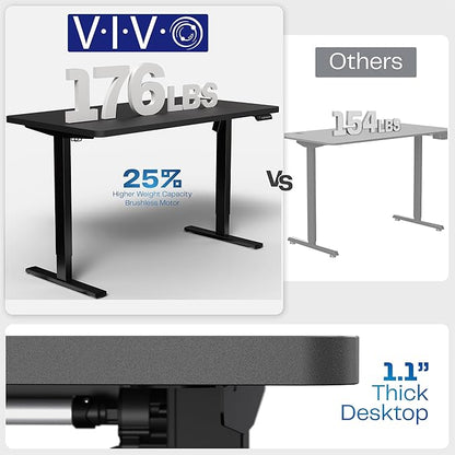 VIVO Electric 60 x 24 in Standing Desk, Memory Height Adjustment, 1B Series, Holds 220 lbs, One-Piece White Top, White Frame, DESK-KIT-1W6W