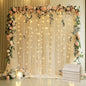 Tulle Backdrop Curtain with Lights String 30 X 8FT Champagne Sheer Tulle Backdrop Curtains for Wedding Birthday Party Reception Photo Booth Background Decorations (6 Panels 5x8FT)