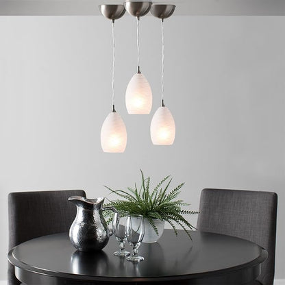 VAXCEL Milano Satin Nickel Mini Pendant Ceiling Light White Glass