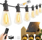 Brightown 52FT Solar String Lights Outdoor Waterproof with Remote, 15+1 LED Shatterproof Bulbs, Dimmable & Timable, 3 Light Modes - Commercial Grade Patio Lights for Garden Backyard Party Decor