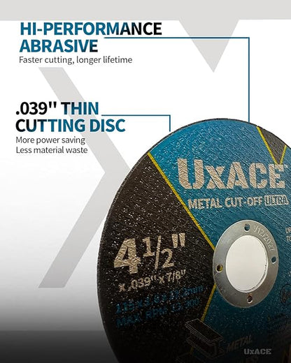 4-1/2 Inch Cut-Off Wheel for Metal, Stainless Steel, Aluminum Cutting, Professional Super Thin Metal Cutting Disc for Angle Grinder, Die Grinder or Cut-Off Tools, 7/8 inch Arbor, 25 Pack