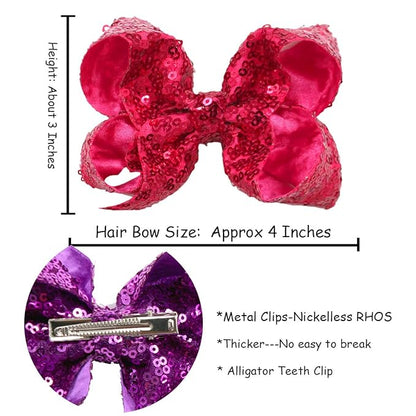 CÉLLOT Party Festival Baby Girls Sparkling Bows Clips 30PCS Glitter Sequins 4" Hair Bows Alligator Hair Clips for Girls Baby Children Toddlers