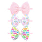 YanJie Easter Bows for Baby Girls Rabbit Egg Bow for Newborn Infant Easter Bunny Ears Hairbands Nylon Pink Bow Headband Easter Hair Accessories Gift