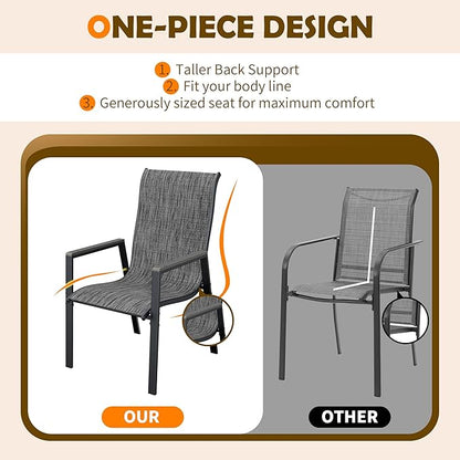UDPATIO Patio Chairs Set of 4, Outdoor Stackable Chairs with All Weather Breathable Textilene, High Back Metal Frame for Lawn Garden Backyard Deck, Dark Grey