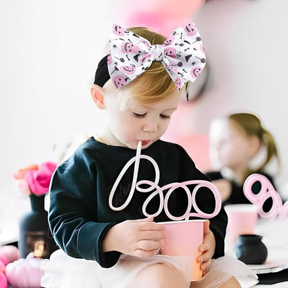 Halloween Baby Girl Bows Headbands with Bows for Newborn Elastic Nylon Halloween Hairbands Hair Accessories 2 PCS