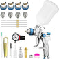 HVLP Spray Gun Kit with 1.4/1.7/2.0/2.5mm Nozzles, Professional Car Paint Spray Gun Wall Repair Furniture Refinishing Painting Gun, Gravity Feed Paint Sprayer Gun (Blue-1.4/1.7/2.0/2.5mm)