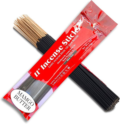 Aroma Depot Mango Butter Exotic 11'' Incense Sticks. Approx. 85 to 100 Sticks Per Bundle, Each Natural Stick Burns for 45 mins to 1 Hour Each. Long Lasting. Guarantee 100% Pure