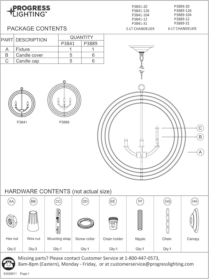 Progress Lighting P3889-20 Equinox-Six Light Foyer, Antique Bronze Finish