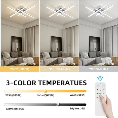 CANEOE Modern LED Ceiling Light Fixture 38W Dimmable Flush Mount Ceiling Light with Remote Sliver Close to Ceiling Lamp for Bedroom Living Room Kitchen Modern Light Fixtures Ceiling