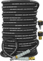 3/8" Pressure Washer Hose 200FT 4800 PSI, Kink Resistant Steel Braided Layer & NonMarking Rubber for Hot/Cold Water, High Power Washer Hose With 3/8 Inch Quick Connect & M22 Fitting, Black