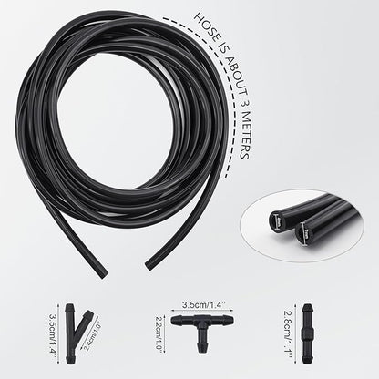 Car Windshield Washer Hose Kit, 3 Meters Universal Windscreen Hose with 30 PCS Connectors for Connecting Car Water Pumps and Nozzles
