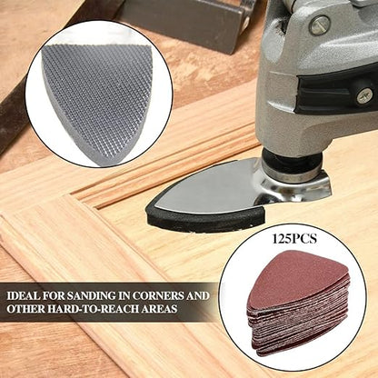 Aozzy 145 Multi Tool Sandpaper Kit for Most Oscillating Tool Sanding Pads, Compatible With Most Bosch/Dewlta Brands, Multiple Grits Available Suitable for Sanding in Confined Work for Sanding Wood etc