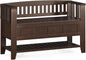 SIMPLIHOME Acadian Entryway Storage Bench - 48 inch Wide Solid Wood Hallway Seat with Shelf in Brunette Brown, Transitional Bench for Entryway or Living Room with Open Storage and Slatted Bottom