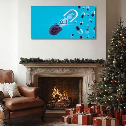 Wibinuki Wall Art Wall Decor Wall Paintings Capsule abstract DNA. AI research, AI - Artificial Intelligence. for Living Room Bedroom Bathroom Home Decor Can Be Hung Directly 20"x 40"