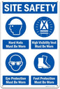 Brimar - 12" x 18" - Site Safety Mandatory PPE Sign - .063″ White Rust-Free Aluminum - Comprehensive Message - Easy Installation
