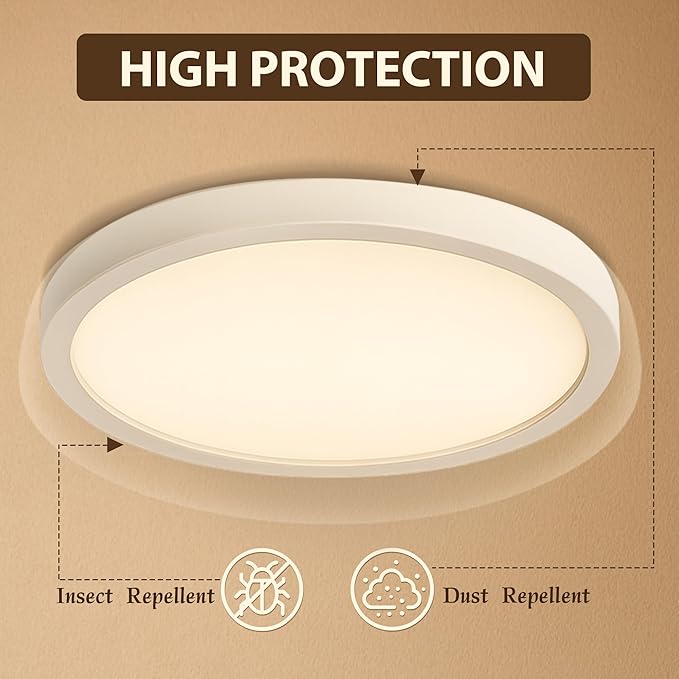 2 Pack 12 Inch LED Dimmable Flush Mount Ceiling Light Fixture, 24W 5CCT (2700K-5000K) Selectable Modern Ceiling Light Close to Ceiling Light,for Bedroom, Kitchen, Bathroom, Hallway