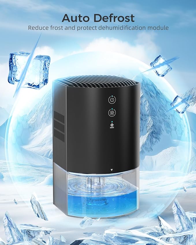 Small Dehumidifiers for Bathroom, Bedroom, Dorm Room, Home, RV, Closet, Wardrobe, Office, Portable Dehumidifier with Auto Shut Off, Auto Defrost, Colorful Light, Ultra Quiet, Energy Saving, 35 OZ