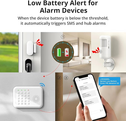 Alarm System for Home Security,WiFi+GSM/4G Compatible with Alexa Home Alarm System,17 Piece DIY Kit No Monthly Fees with Instant App Alerts,SOS Button,Smart Life or Tuya for Apartment,Kids Safety