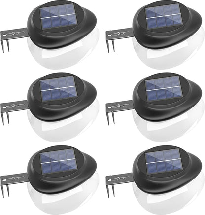 JSOT Solar Fence Lights, Bright Security Outdoor Backyard Lights Waterproof, Patio Decor Sign Lighting for Eaves Deck Pathway Garden Garage Stairs Wall 2 Installations Methods - White Light, 6 Pack