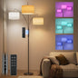36W RGB Arc Floor Lamp with 3 White Fabric Shades, 3000LM Super Bright Standing Lamp with Remote Control & Touch, Stepless Dimming, Individual Light Control for Living Room, Bedroom