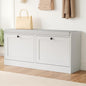 Modern Shoe Storage Bench fits up to Shoe Size 16, Entryway Bench with 2 Flip Drawers and Padded Seat Cushion, Wooden Shoe Bench with Storage for Entryway, Hallway, and Apartment, White