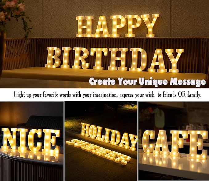 DyingSwan Small Led Marquee Letters, Light Up Letters, 8.58 Inch Led Letter Lights, Battery Powered Lighted Sign for Table, Party, Birthday, Christmas Decor (Letter K)
