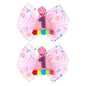 2Pcs Birthday Hair Bow for Baby Girls 1 2 3 4 5 7 Years Bow Sprinkles Decorations Confetti Ice Cream Birthday Party Decorations Pink Toddler Hair Clips Accessories for Girls(One)