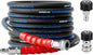 3/8'' Pressure Washer Hose 25FT, Kink Resistant High Tensile Wire Braided Power Washer Hose for Hot and Cold Water with 2 Pcs M22-14mm 3/8" Quick Connect Kit, 5200PSI Commercial Industrial Grade