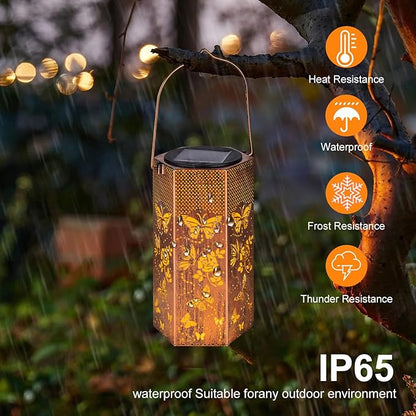 Eandisom Birthday Gifts for Women, 2 Pack Butterflies Solar Lanterns