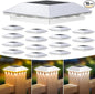 Mlambert 16 Pack Solar Post Cap Lights Outdoor - 3 Lighting Modes Waterproof LED Solar Post Lights Fit 3.5×3.5 Wood/4×4 Vinyl Fence Deck Posts, White