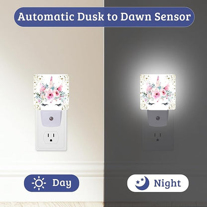 Cute Unicorn Night Light with Dusk to Dawn Light Sensors, Plug-in Wall Led Night Lights, Energy Efficient Lamp for Bedroom,Bathroom,Kitchen,Hallway,Stairs, Gifts Ideal for Girls Women