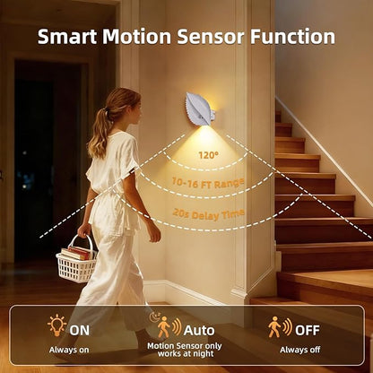 Motion Sensor Wall Light with Remote Control, 10 RGB and 3 Colors Dimmable Wireless Wall Sconces, Rechargeable Wall Sconce for Hallway, Living Room, Stairs, Bedroom (2 Pack)