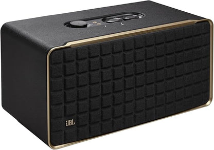 JBL Authentics 500 - Retro Style Home Speaker with Bluetooth, Voice Control, and Dolby Atmos, Multi Room Playback, Built in Alexa and Google Assistant, Automatic self tuning