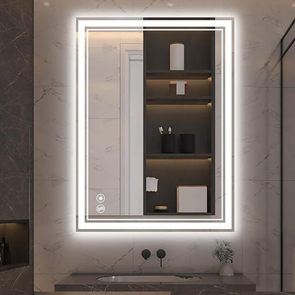 24“ x 32” LED Mirror for Bathroom LED Bathroom Mirror Anti-Fog Dimmable 3 Colors Bathroom Mirror with Lights Smart Mirror Memory Wall Mounted Front and Backlit Horizontal/Vertical