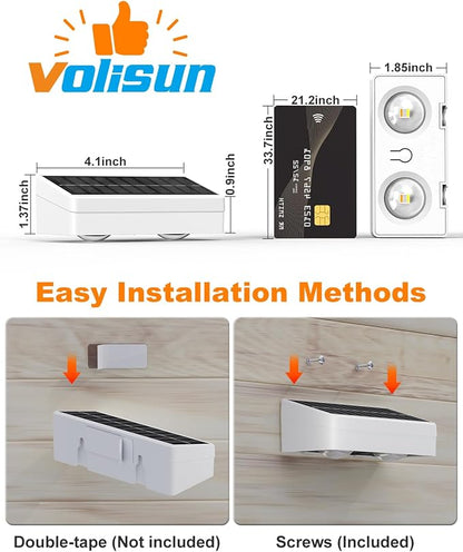 VOLISUN Solar Fence Lights with Remote Control, 50 Lumen LED Fence Lights Solar Powered, IP65 Waterproof, 10 RGB Color Long-Lasting Solar Lights for Backyard Garden Deck Patio Railing (12 Pack)