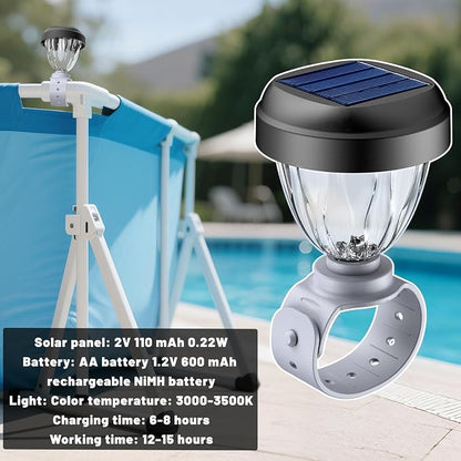 Solar Pool Lights for Above Ground Pools, LED Energy Saving Warm White Light, Waterproof for Frame Swimming Pools Night Accessories(4 Pcs)