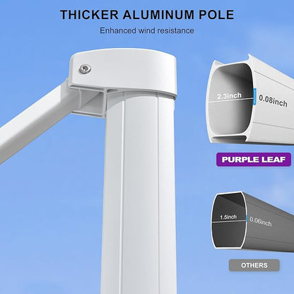 PURPLE LEAF 9' × 11.5' Patio Umbrella White Cantilever Umbrella Aluminum Square Outdoor Offset Umbrella Hanging Windproof with 360° Rotation for Garden Deck Pool, Grey