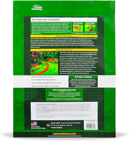 Nature's MACE Deer & Rabbit Repellent 25lb, Covers 25,000 Sq Ft, Repel Deer from Your Home & Garden, Deterrent, Safe to use Around Children, Plants, Produce, Protect Your Garden Instantly, Plant Safe