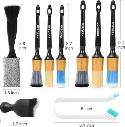 10PCS Car Detailing Brush Set,Boars Hair Car Cleaning Detail Brush kit,Ultra Soft No Scratch Car Dust Brush,Car Interior Detailing Brushes Kit,Detail Brushes Car Detailing for Interior Exterior(gold)