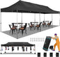 COBIZI 10x30 Heavy Duty Pop up Canopy Party Tent for Parties Weddings Events UPF 50+ Waterproof Commercial Gazebo with Roller Bag, Black