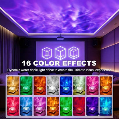 Ocean Wave Projector Light, 16 Colors Changeable Lamp with Remote, 3D Holographic Water Ripple, Romantic Ambient Lighting for Meditation, Relaxation, Bathroom, Night Light