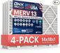BNX TruFilter 14x18x1 MERV 13 (4-Pack) AC Furnace Air Filter - MADE IN USA - Electrostatic Pleated Air Conditioner HVAC AC Furnace Filters - Removes Pollen, Mold, Bacteria, Smoke