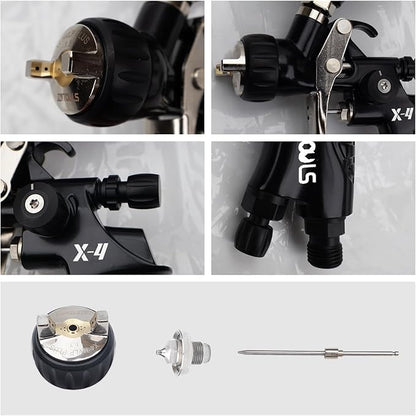 HVLP Air Spray Gun with 1.3/1.7 mm Nozzles, Gravity Feed Spray Paint Gun with 400/600ml Cup, Professional Automotive Spray Gun Kit, Spray for Car Paint, Furniture, Primers, Varnishes and Top Coats
