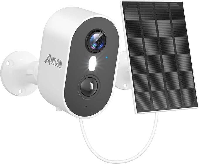 ANRAN 3MP Solar Security Cameras Wireless Outdoor for Home Security, 2K Color Night Vision WiFi Surveillance Home Camera with Solar Panel, Spotlight, PIR Detection, 2-Way Talk, Compatible with Alexa