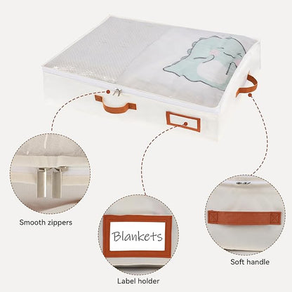 Under Bed Storage Containers, 2 Pack Underbed Storage Box, Closet Organizers and Storage Bins, Foldable Clothes Storage with Handle for Blankets Toy Comforter Sweaters Pillows Sheets(S)