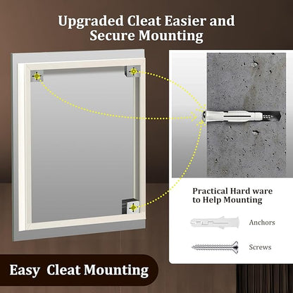 24"X32" LED Bathroom Mirror with Lights, Mirror for Bathroom Wall with Frontlit and Backlit, IP54 Enhanced Anti-Fog, Bathroom Vanity Mirror 3 Colors Dimmable CRI>90 Double Lights, HD Tempered Glass