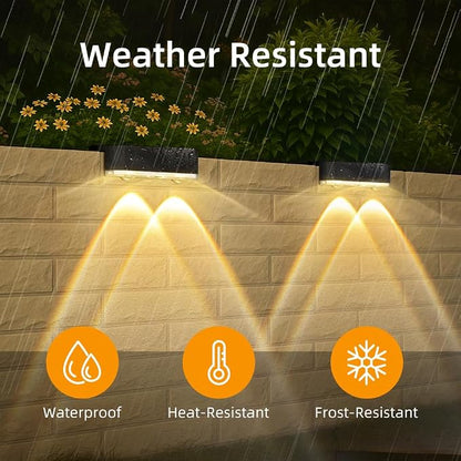 Peasur Solar Fence Lights Outdoor 6 Pack, Deck Light Solar Powered, Waterproof LED Step Lights for Railing Yard Patio Outside, Warm White