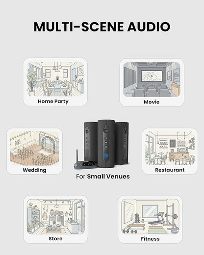 Avantree Harmony A1 – Auracast Multi-Room Wireless Speaker with 100 m Coverage, 3 EQ Stereo Sound, Expandable System, Easy Setup, Bluetooth/Opt/AUX Input for Music, Parties & House Gatherings