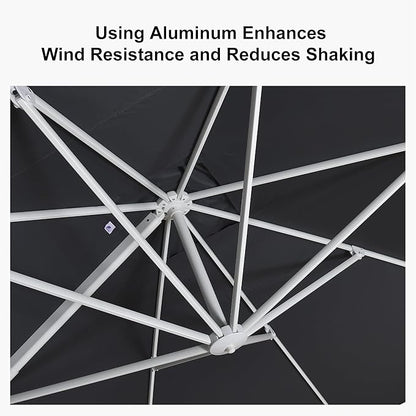 PURPLE LEAF 9' × 11.5' Patio Umbrella White Cantilever Umbrella Aluminum Square Outdoor Offset Umbrella Hanging Windproof with 360° Rotation for Garden Deck Pool, Grey